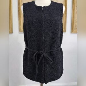 INC Black Textured Tie-Waist Vest